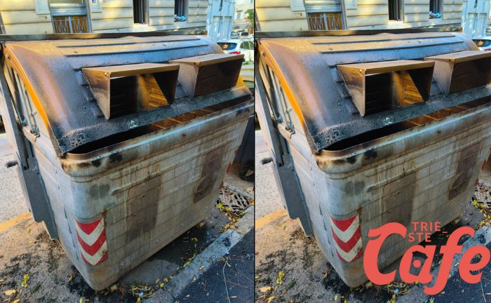 Via Bazzoni, ancora un cassonetto incendiato a Trieste: l'allarme vandalismo continua