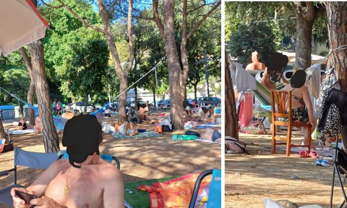 Pineta trasformata in campeggio a Barcola: polemiche sull’uso improprio degli spazi pubblici