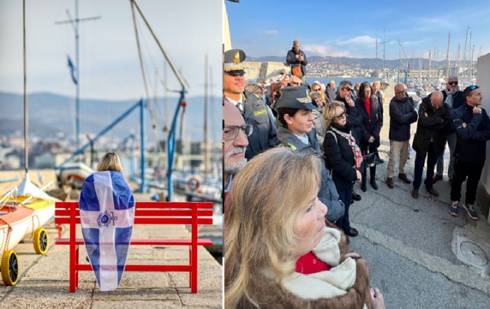 Inaugurata la Panchina Rossa della Lega Navale per dire no alla violenza sulle donne