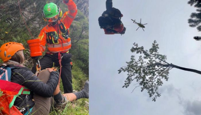 SI fa male ad una caviglia in montagna e si fa recuperare dal soccorso alpino 