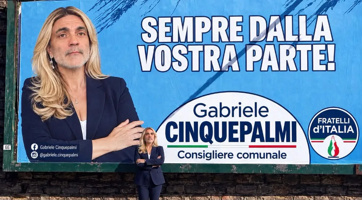Cinquepalmi diventa “Pucci” per un giorno: il fotomontaggio con chioma bionda fa impazzire i social