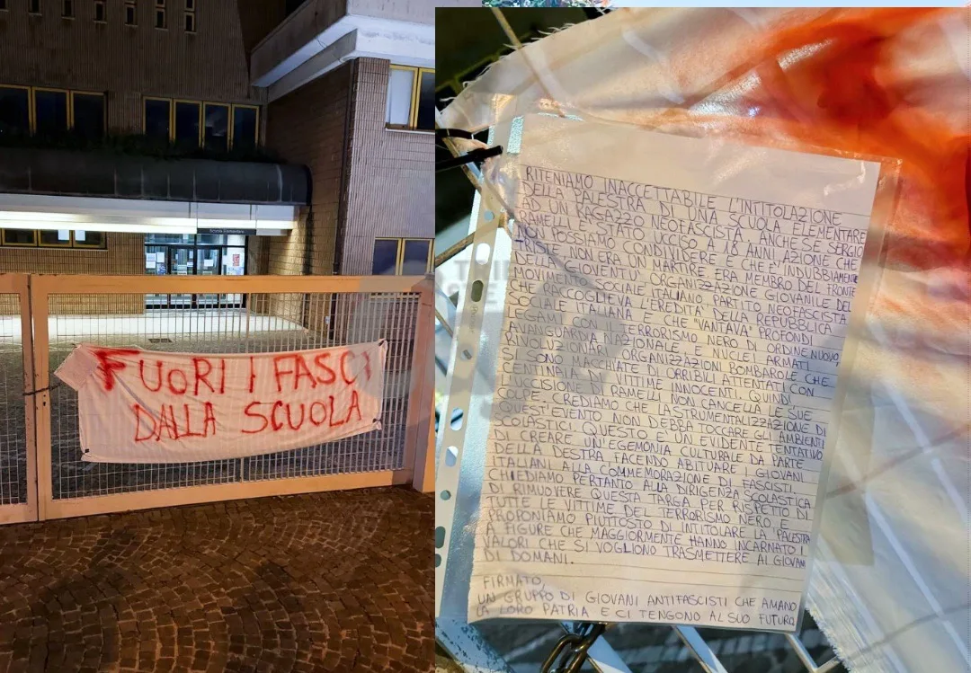 Tensione ad Altura, striscione alla scuola Don Milani: “Fuori i fasci dalla scuola”