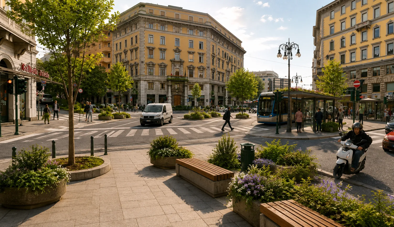 Trieste, l'appello: "Più piante e una fermata del tram più bella per piazza Dalmazia"