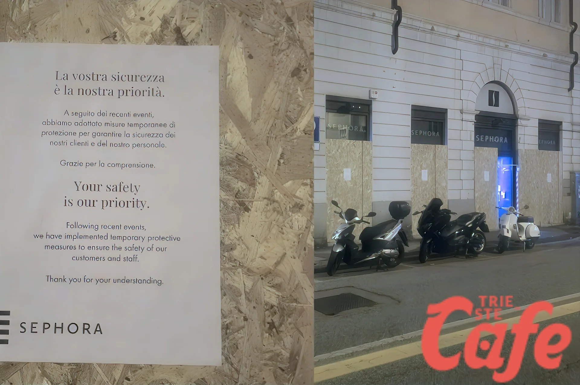 Trieste, negozio blindato in pieno centro: «Misure temporanee per proteggere clienti e personale»