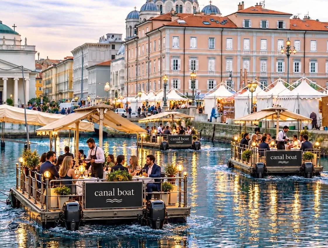 Trieste, l’aperitivo prende il largo: un triestino immagina salotti galleggianti sul Canal Grande