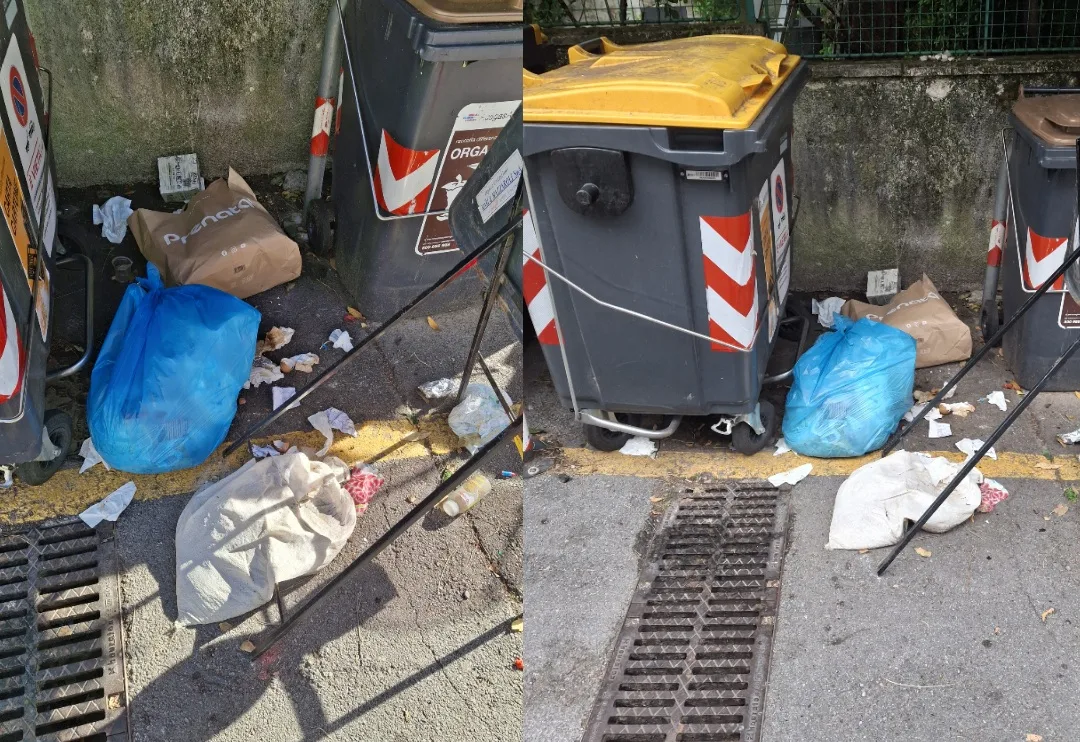 Trieste, rifiuti abbandonati in via degli Apiari: “Sono lì da giorni e nessuno li raccoglie”
