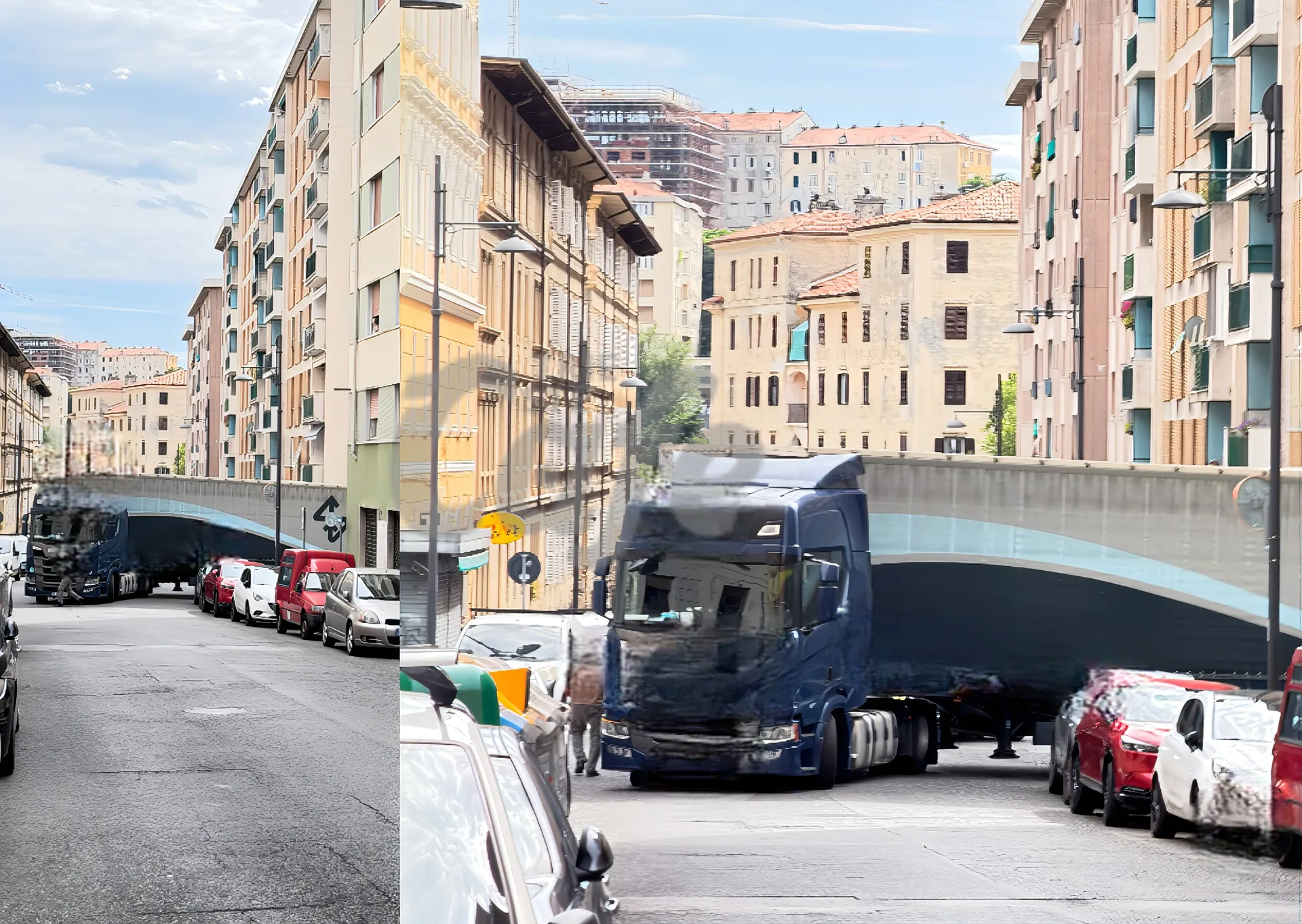 Camion si incastra in via Vergerio, traffico in tilt nel pomeriggio a Trieste