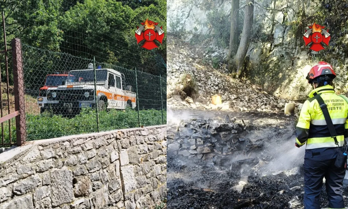 Trieste, fiamme a Santa Croce: bruciavano residui vegetali senza autorizzazione, mobilitati i soccorsi